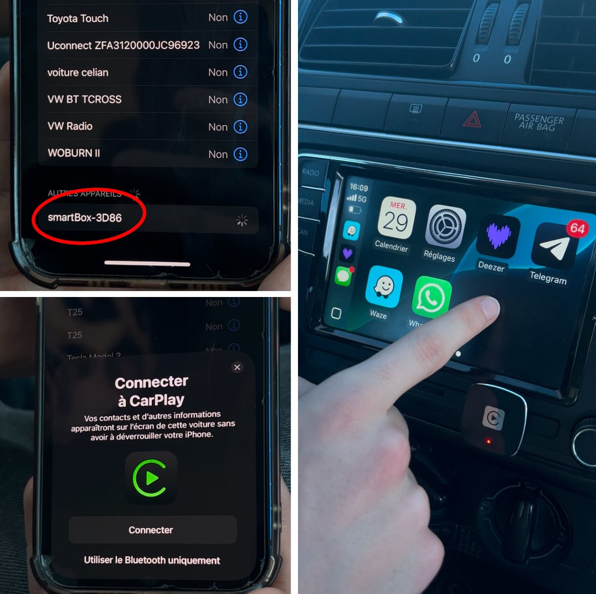 Adaptateur CarPlay et Android Auto sans fil