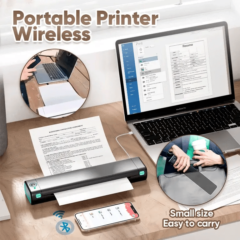 Imprimante thermique portable sans fil Mini A4